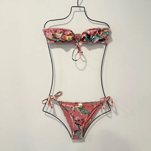 Zimmerman Floral Print Strapless Bikini Swimsuit Size 0 #Lux-A - Picture 4 of 6